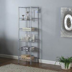 Scaffale di Stoccaggio a 6 Ripiani in Acciaio al Carbonio e PP, Colore Grigio Argento, per Organizzazione della Cucina - Product Image 3