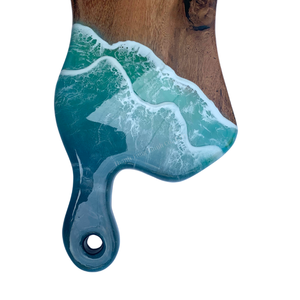 Handmade Wooden Cutting Board With Ocean Wave Resin Design Coastal Kitchen Decor - Product Image 4