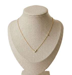 Collier pendentif délicat en or jaune massif 14K 18K, design cœur minimaliste avec pierre naturelle ronde brillante de luxe, pour femme, mariage - Product Image 4