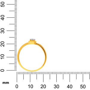 Anillo de Diamantes Solitario de Corte Redondo Chapado en Oro Amarillo de 18K con Engaste Cuadrado y Detalles Laterales de Diamantes para Hombre - Product Image 5