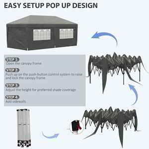 10x19.5ft Gray Pop up <b>Canopy</b> <b>Tent</b> Adjustable Height Event Shelter with Wheeled Bag Sidewalls and Leg Weight Bags - Product Image 4