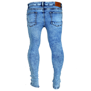 Jeans de Algodón de Alta Calidad para Hombre, Corte Slim, Cierre de Cremallera, Color Azul Lavado, Transpirables y Ecológicos para Otoño - Product Image 4