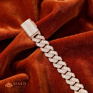 สร้อยข้อมือแบบ Cuban Link รูปทรงเพชร ประดับโมอิสซาไนต์ ชุบทองคำขาวและทองคำ  งานละเอียดหรูหรา ของขวัญสำหรับผู้ชายสำหรับงานปาร์ตี้ - Product Image 4