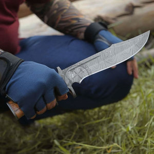 Nouvelle édition de marque, couteau de chasse à lame fixe en acier Damas de 13 pouces, manche en bois de rose, couteau tactique multifonctionnel de survie en plein air - Product Image 5