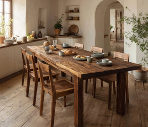 Juego de Mesa de Comedor de Madera de Teca de Alto Brillo, Moderno y de Lujo, con Acabado Marrón Perfecto, Color y Tamaño Personalizables, Muebles de Comedor Más Vendidos - Product Image 5