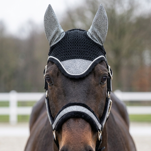 Elegant Fine Quilted Black Sued Fabric Silver Glitter Dressage Jumping Saddle Pad 6-Piece Set 18mm <b>Foam</b> Filled High Quality - Product Image 4