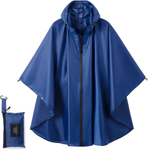 Yellow Waterproof Poncho <b>Raincoat</b> with Hood and Zipper Closure Lightweight Portable Outdoor Use Compact Storage Bag Included ODM - Product Image 2
