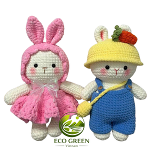 Cute Handmade Crochet Bunny <b>Sheep</b> Doll Cotton Plush Animal Easter Decoration Holiday Gift Factory Direct Supplier Vietnam - Product Image 1