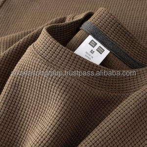 Camiseta de Manga Corta de Estilo Americano para Hombre, Tejida, 100% Algodón Jersey, Holgada, con Patrón de Gofre, Otoño, Juvenil, Ecológica, al por Mayor - Product Image 3