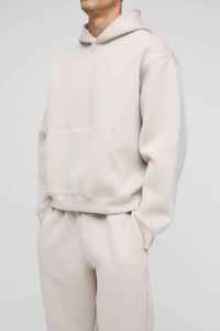 Sweat-shirt à capuche pour homme, couleur unie, manches longues, coupe décontractée, poids moyen, 100% coton, vêtement d'automne avec poche - Product Image 2