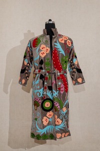 Manufacturer Wholesale Cotton Velvet Maxi Kimono Robe <b>Jacket</b> Reversible Coat Cardigan Bride Suzani Velvet Winter Embroidery - Product Image 3