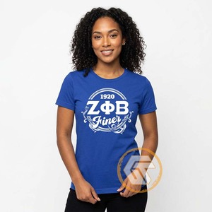 GREEK TREASURES เสื้อยืดคอกลมผ้าเจอร์ซีย์ปักลายตัวอักษรสำหรับผู้หญิง Zeta Phi Beta Sorority ระบายอากาศได้ดี ผลิตจากผ้าฝ้าย 100% - Product Image 2