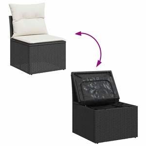 Ensemble de canapé de jardin à 6 places avec pieds réglables, en rotin PE noir, meubles d'extérieur élégants - Product Image 6