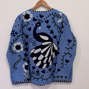 Vestidos Casuales Reversibles Hechos a Mano con Bordado Suzani en Algodón Indio, Chaqueta con Diseño Floral para Mujer - Product Image 1