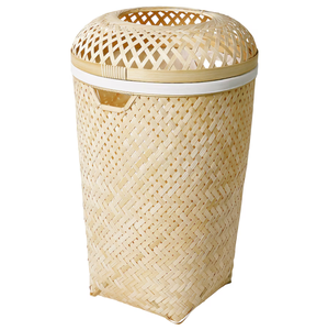 Cesta de bambú hecha a mano con material natural y diseño tejido a mano, adecuada para almacenamiento, organización y uso diario. - Product Image 2