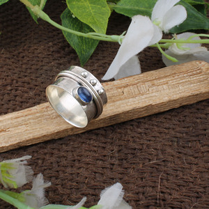 Wholesale 925 Sterling Silver Bezel Setting Unisex <b>Spinner</b> <b>Ring</b> Hammered Beaded Multi Band Meditation Anxiety Fidget <b>Ring</b> - Product Image 6