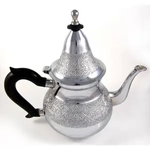 Tetera estilo Medio Oriente para restaurante, servicio de catering, teteras de lujo, juego de teteras árabes con acabado dorado brillante - Product Image 2