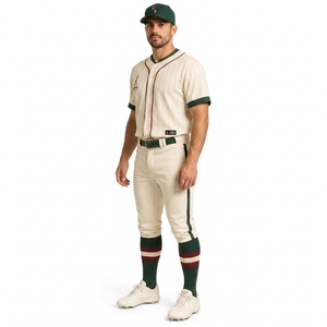 Best Quality 2026 Baseball Jersey Uniform Design Heat-Transfer Printed Adults <b>Button</b> Softball Uniform Customized Colors - Product Image 3
