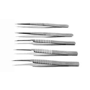 เครื่องมือขยายหลอดเลือด 5 ชิ้น คีมปลายงอ 45 องศา ขนาด 0.2 มม. ยาว 18 ซม. สำหรับศัลยกรรมตกแต่ง ทำจากสแตนเลสสตีล ใช้งานด้วยมือ - Product Image 1