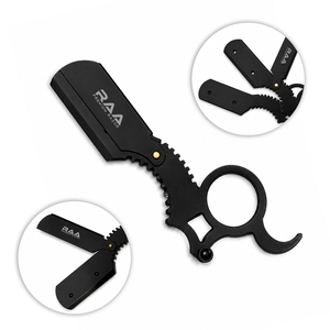Rasoir professionnel à lame simple en acier inoxydable pour hommes, noir mat, avec anneau de maintien, qualité supérieure - Product Image 1