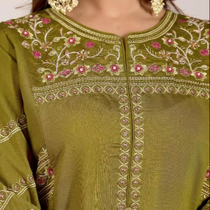 Conjunto Premium de Kurti Anarkali Bordado con Pantalones Plazzo y Dupatta de Diseño - Product Image 1