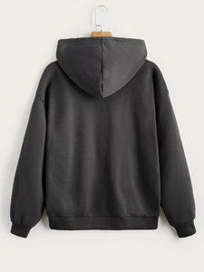 เสื้อฮู้ดดี้โอเวอร์ไซส์แบบยูนิเซ็กซ์ แต่งดาวปัก ซิปหน้า มีกระเป๋าเสื้อ สไตล์ลำลอง สีดำ ผ้าฝ้ายเฟรนช์เทอร์รี่ เหมาะสำหรับใส่ในฤดูใบไม้ร่วง - Product Image 4