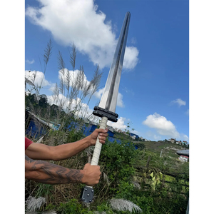 Épée longue surdimensionnée forgée à la main de 43 pouces, épée de collection artisanale de style fantastique, pièce de présentation, poignée enveloppée, fourreau inclus - Product Image 3