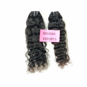 Temple indien 100% couleur naturelle brute femmes noires machine double trame vague profonde cuticule aligné tissage Extensions de cheveux humains - Product Image 5