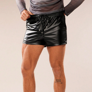 Shorts en cuir pour homme, style urbain, design unique, couleur noire, impression de logo personnalisée, dernier design, fournisseur de premier plan. - Product Image 1