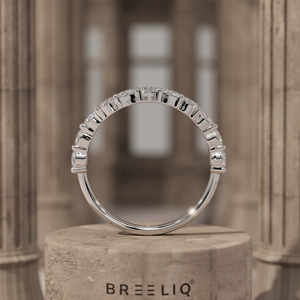 14K Gold Round Lab Grown Diamond Eternity Ring Classic Half Eternity Band Elegant Stackable <b>Wedding</b> Ring for Women - Product Image 5