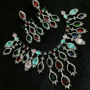 Classic American Diamond Bridal Jewelry <b>Set</b> Two-Piece <b>Necklace</b> <b>and</b> <b>Earrings</b> for Wedding Fashionable Classic Style - Product Image 1