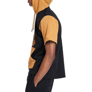 Custom Men's Short Sleeve Front Logo Printed Breathable Pullover <b>Athletic</b> Hoodie with Personalized Gym Half Sleeve hoodies - Product Image 2