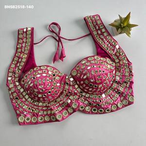 Collection de blouses sans manches et coupe pomme en soie douce style Bollywood avec broderie miroir intégrale – Exportateur de mode féminine - Product Image 2
