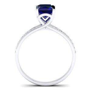 Anillo REYES de Oro Blanco de 14K/18K de Primera Calidad con Zafiro Azul de Corte Princesa de 1.25Ct para Mujer, Joyería con Diamantes Certificados por IGI - Product Image 4
