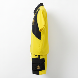 Conjunto Deportivo Urbano para Hombre en Amarillo y Negro con Bloques de Color, Manga Corta, Cierre Frontal con Cremallera, Transpirable, de Poliéster, Ropa Urbana de Verano - Product Image 2