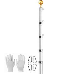 Kit Asta Portabandiera Telescopica in Lega di Alluminio Rinforzata da 7,6 m (25FT) con 3 Modalità di Visualizzazione, 3x5 per Uso Esterno Interrato, Stile Pennant Elegante - Product Image 1