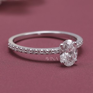 Anillo de Compromiso de Lujo con Halo de Diamantes Ovalados Cultivados en Laboratorio, Certificados por IGI, Plata de Ley 925, Corte Ovalado, Regalo de Boda - Product Image 5