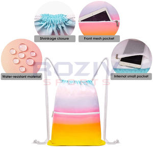 Sac à cordon personnalisé de haute qualité, léger, écologique, avec doublure imperméable et poche zippée, idéal pour la gym - Vente en gros - Product Image 2