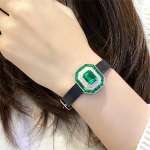 Bracelet de luxe pour femme avec diamant de laboratoire taille émeraude et pierres d'émeraude, alliage de métal précieux, pour un usage quotidien - Product Image 5