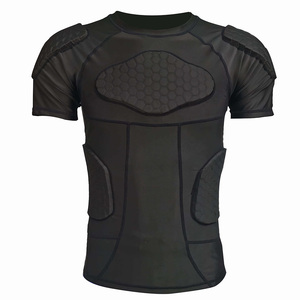 Men's <b>Padded</b> Compression Shirt Short Sleeve Crew <b>Neck</b> Moisture Wicking Breathable Quick Dry American Football Protective Jersey - Product Image 2