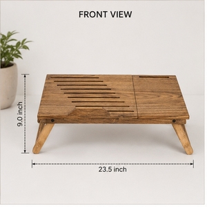 Wooden Laptop Stand Rectangle 14.0 Inch Freestanding <b>Rustic</b> Style Storage Stand for Living Room - Product Image 1