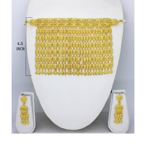 Martasha Designer Islamic Ramadan Special Goldplated UAE <b>Jewellery</b> Special Dubai <b>Jewellery</b> Necklace Earring <b>Set</b> Arabic Jewelry - Product Image 4