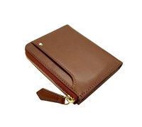 Pilihan Terbaik Castello Kulit Asli Italia 100% Terinspeksi QC Minimalis Unisex Bentuk-L Ritsleting YKK Pendek Hitam/Coklat Kartu Bendera