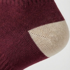 Burgundy Crew <b>Socks</b> With White Stripes And Cream Toe Breathable Knitted For Casual Wear Adults - Product Image 6