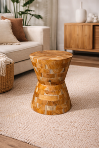 Table d'appoint en racine de teck artisanale ARTERRA - Motif de grain naturel rustique - Meubles de salon artisanaux - Product Image 3