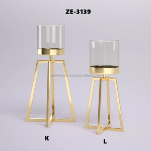 Handmade Metal Gold-Tone <b>Candle</b> Holder for Romantic <b>Dinner</b> and Wedding Setup Christmas Home Decor Made by Zahid Exports India - Product Image 3