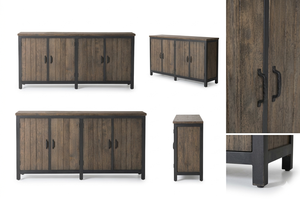 Commode Azora Orpi rustique moderne, buffet élégant en teck, finition mate, design industriel contemporain, armoire de rangement pour chambre à coucher - Product Image 4