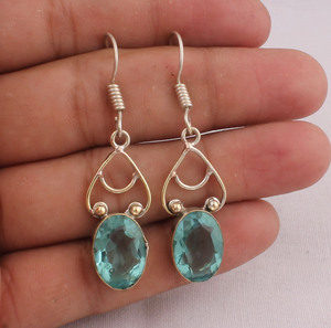 Natural Lapis Lazuli Drop Earrings 925 Sterling Silver Vintage Style Party Jewelry for Women's/Unisex - Product Image 1