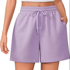 Pantalones Cortos Deportivos Personalizados con Logotipo para Mujer, Pantalones Cortos de Gimnasio con Cordón, Pantalones Cortos Deportivos de Algodón y Felpa para Mujer, Pantalones Cortos Casuales de Alta Calidad para Mujer - Product Image 1