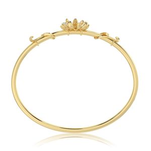 Yellow Gold Diamond <b>Flower</b> Cuff <b>Bracelet</b> Women's Romantic Everyday Wear Round Brilliant Cut Claw Setting - Product Image 5